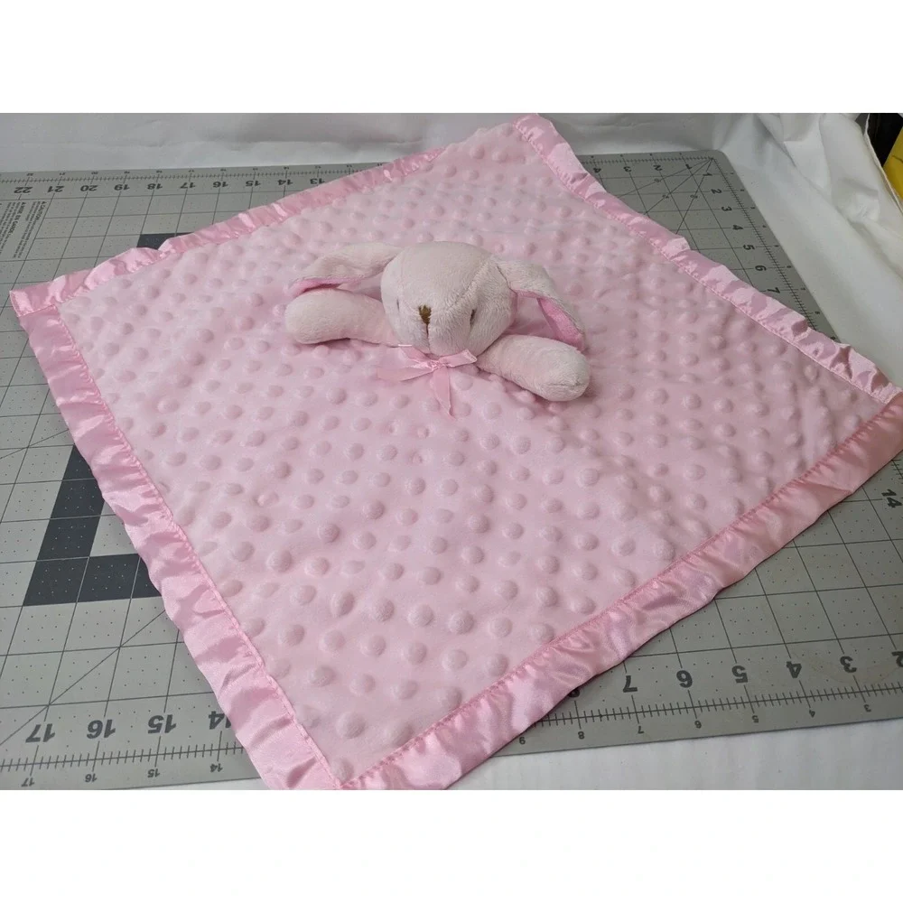 Minky‎ Dot Rabbit Lovey Pink Bunny Security Blanket Stuffed Animal Toy